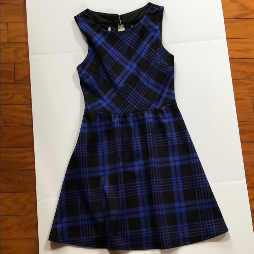 Blue and Black Plaid Dress